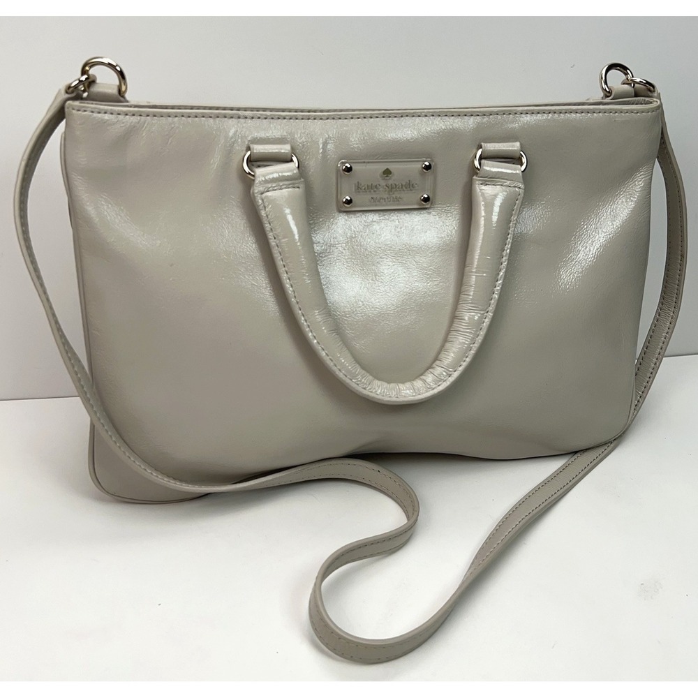 KATE SPADE New York Wellesley‎ Tote Satchel Taupe Patent Leather Shoulder Purse
